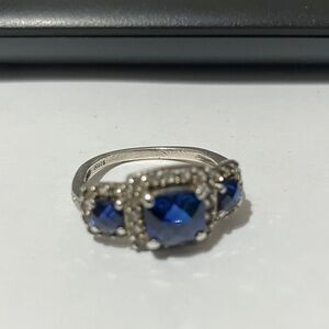 Stunning JH Sterling Silver Ring with Blue Sapphires